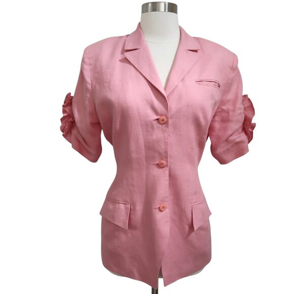 vtg 90s LOLITA LEMPICKA short sleeve linen blazer jacket F 40 US 8